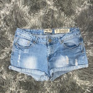 Light Wash Distressed Denim Shorts